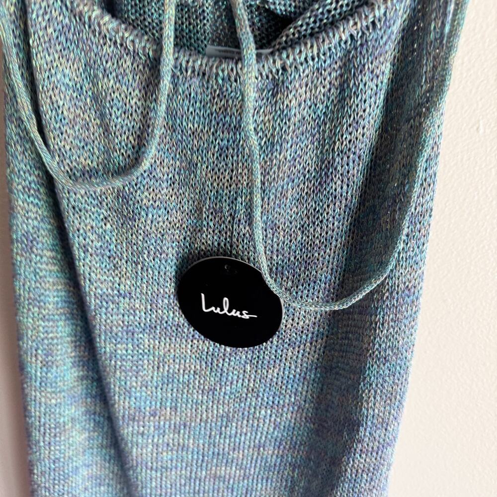 Lulus Blue Metallic Bali Beauty Shiny Space Dye Lace Swim Coverup Knit Large NWT - Picture 5 of 11